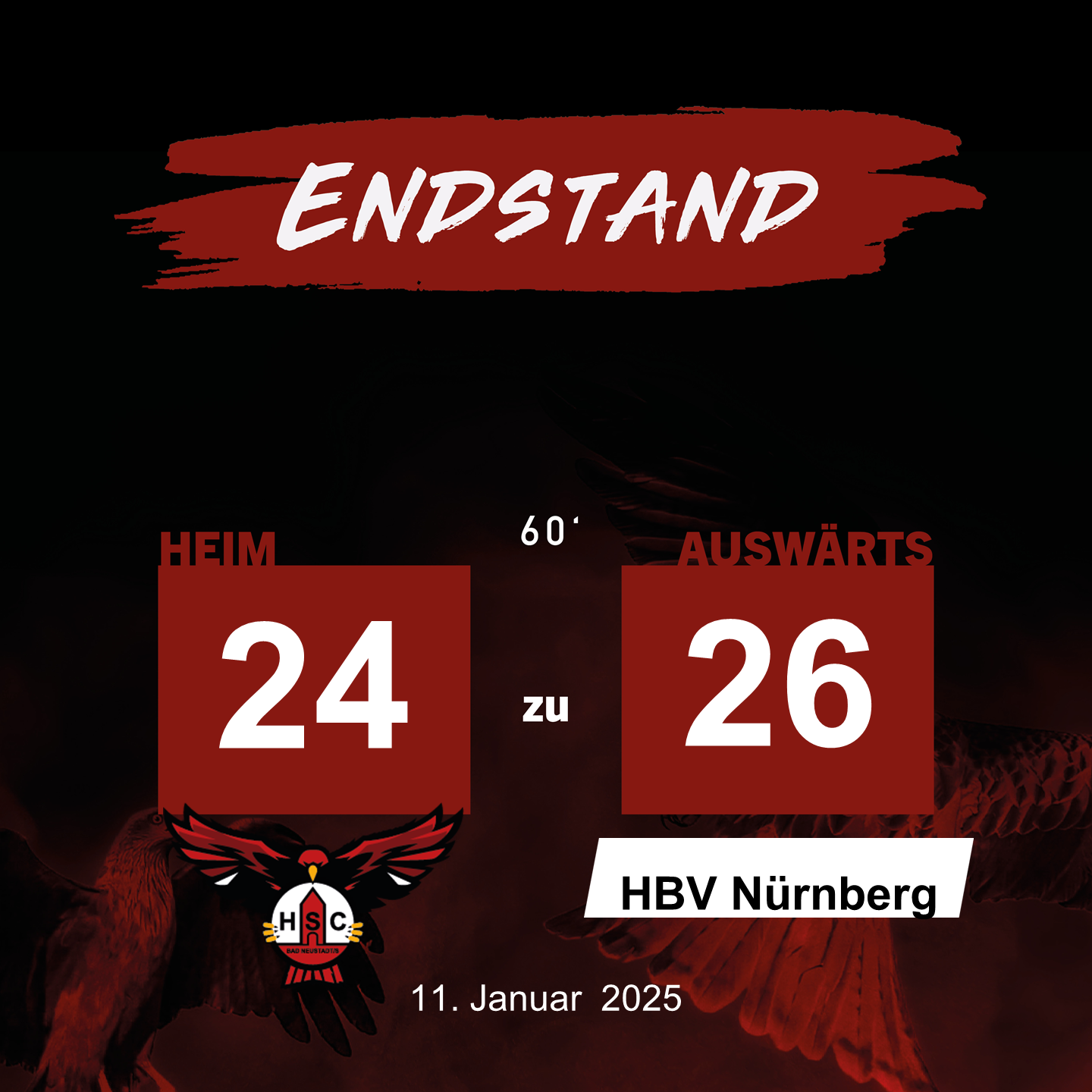Heimspiel HSC vs HBC Nürnberg ging leider verloren